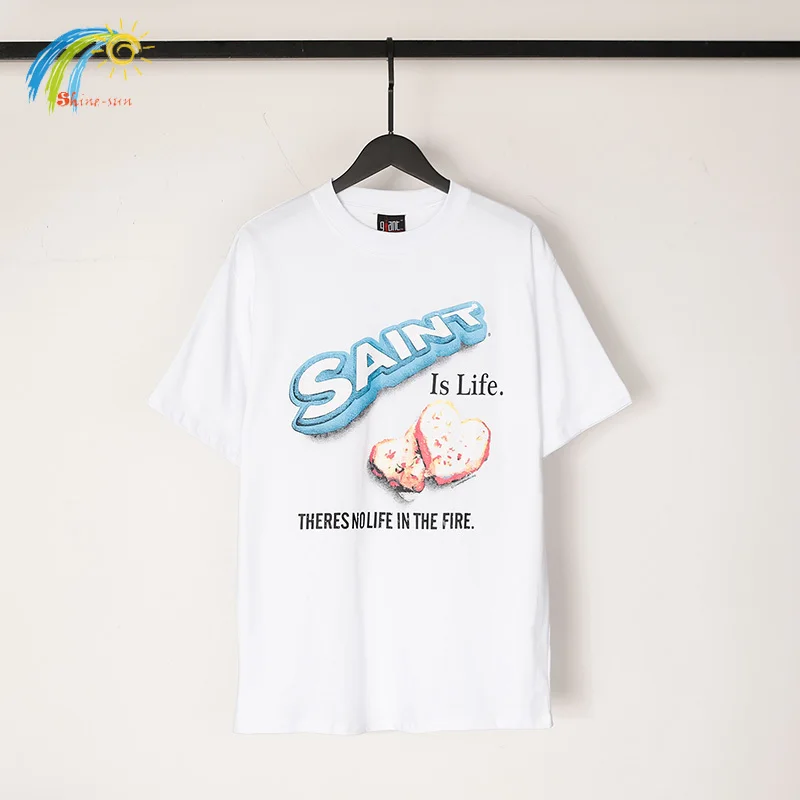 

24SS Classic Logo Print Saint Michael T Shirt Men Women Casual Fashion Loose White Tee Oversized Streetwear T-Shirt Tops