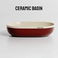 อ่างล้างหน้าเซรามิกรูปไข่ อ่างล้างมือแบบวางบนเคาน์เตอร์ ดีไซน์น้ำตก เรียบหรู อุปกรณ์ห้องน้ำทันสมัย เรียบง่าย 2