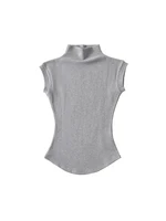Women Summer Sexy Turtleneck Sleeveless T-Shirts Tops Solid Slim Fit Pullovers Causal Tees Shirts Female Streetwear Basics Tees 3