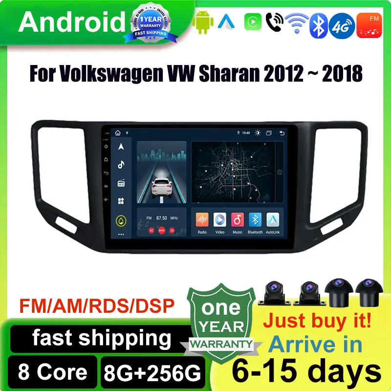 

Carplay Android 14 Car Radio Multimedia Stereo Player WiFi GPS Navigation For Volkswagen VW Sharan 2012 ~ 2018