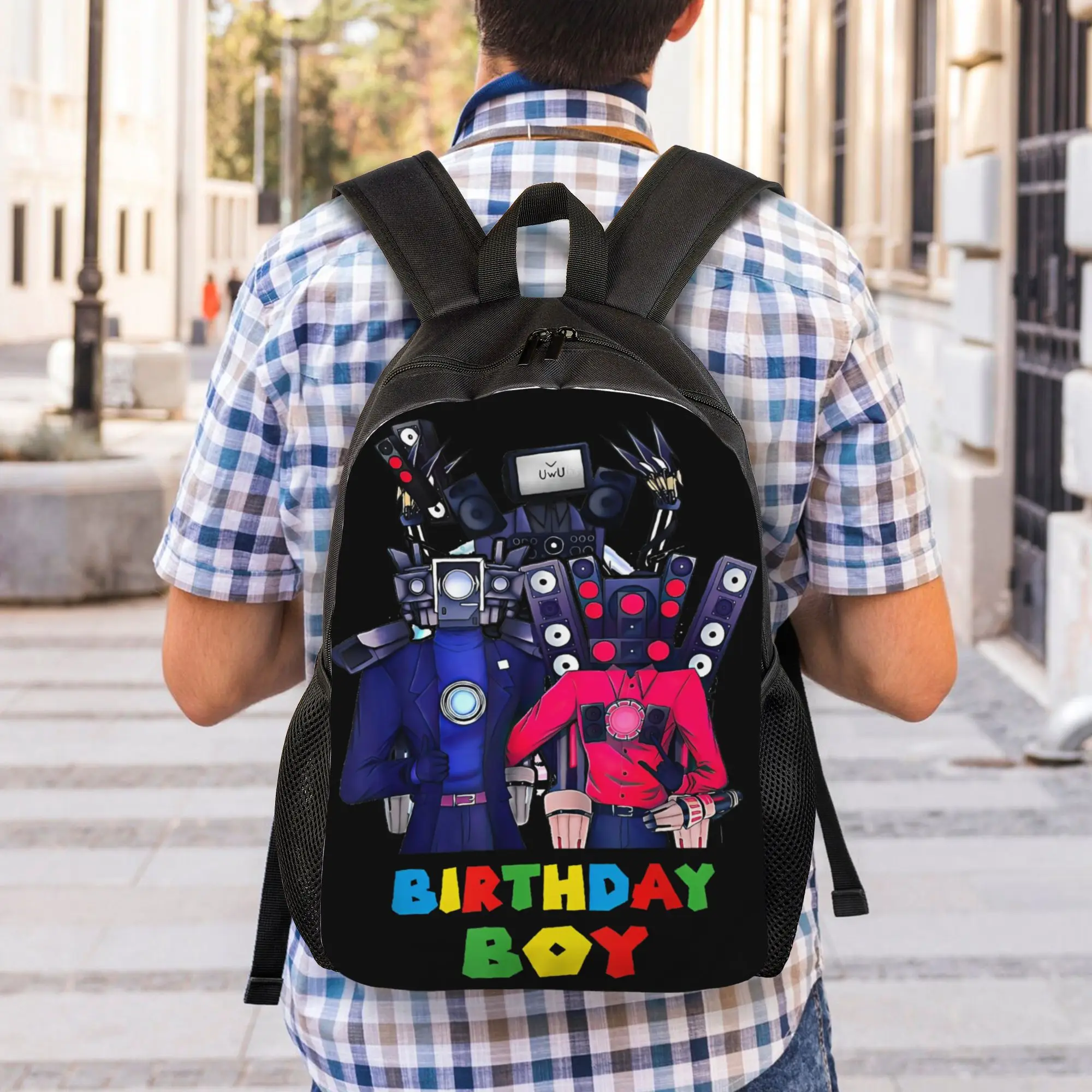 생일 축하하는 사람 카메라맨 스피커맨 스키비디 화장실 배낭 스포츠 학생 하이킹 여행 데이팩 노트북 컴퓨터 캔버스 가방