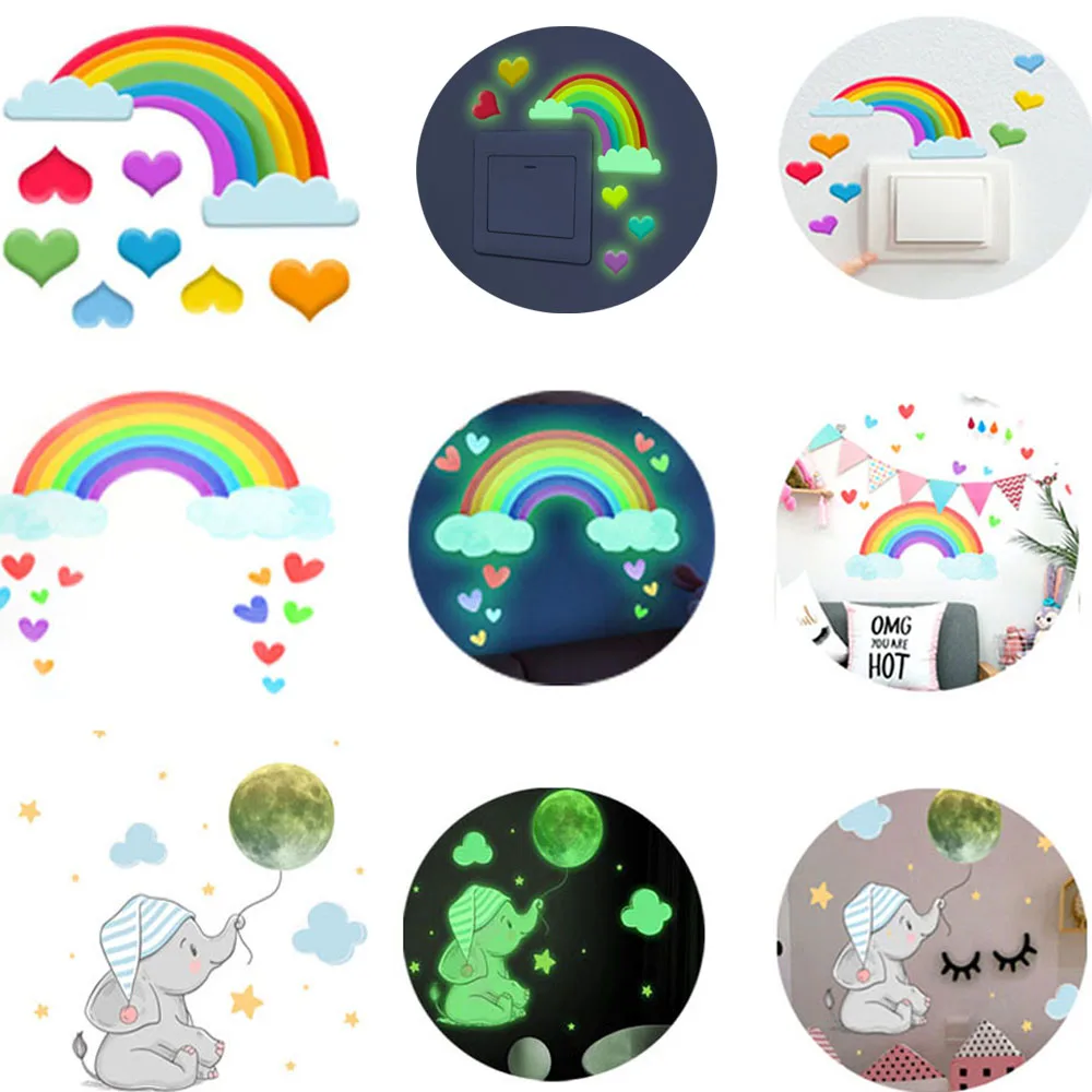 Interior Decoration for Home Accessoires Fluorescent Wall Stickers Waterproof Glow In The Dark Hearts Child Partits Useful Thing