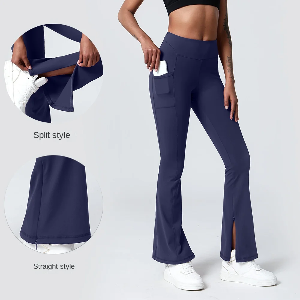 Mermaid Curve Airbrushirbrus High Waist Ankle Zipper 7/8 Bootcut Legging  Women Skinny Pocket Yoga Trousers Fitness Pants - AliExpress