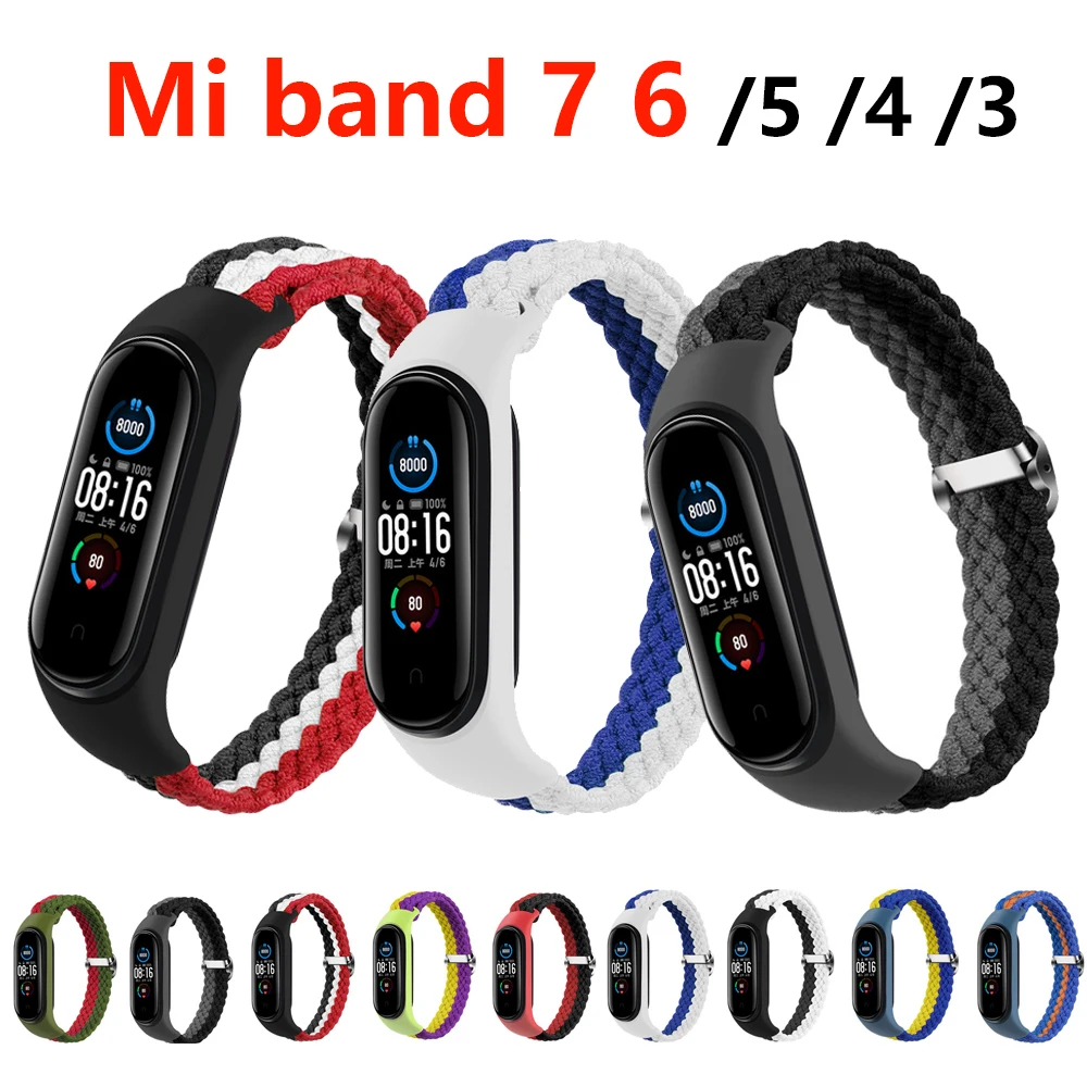 

Bracelet for Xiaomi Mi band 6 7 Strap Nylon Braided solo loop pulseira bracelet Miband5 Wristband belt Mi band 5 4 3 6 correa