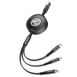 Universal 3 - in - 1 Fast Charging Car Cable - Lightning, Type C, Micro USB (C - Black - MG)