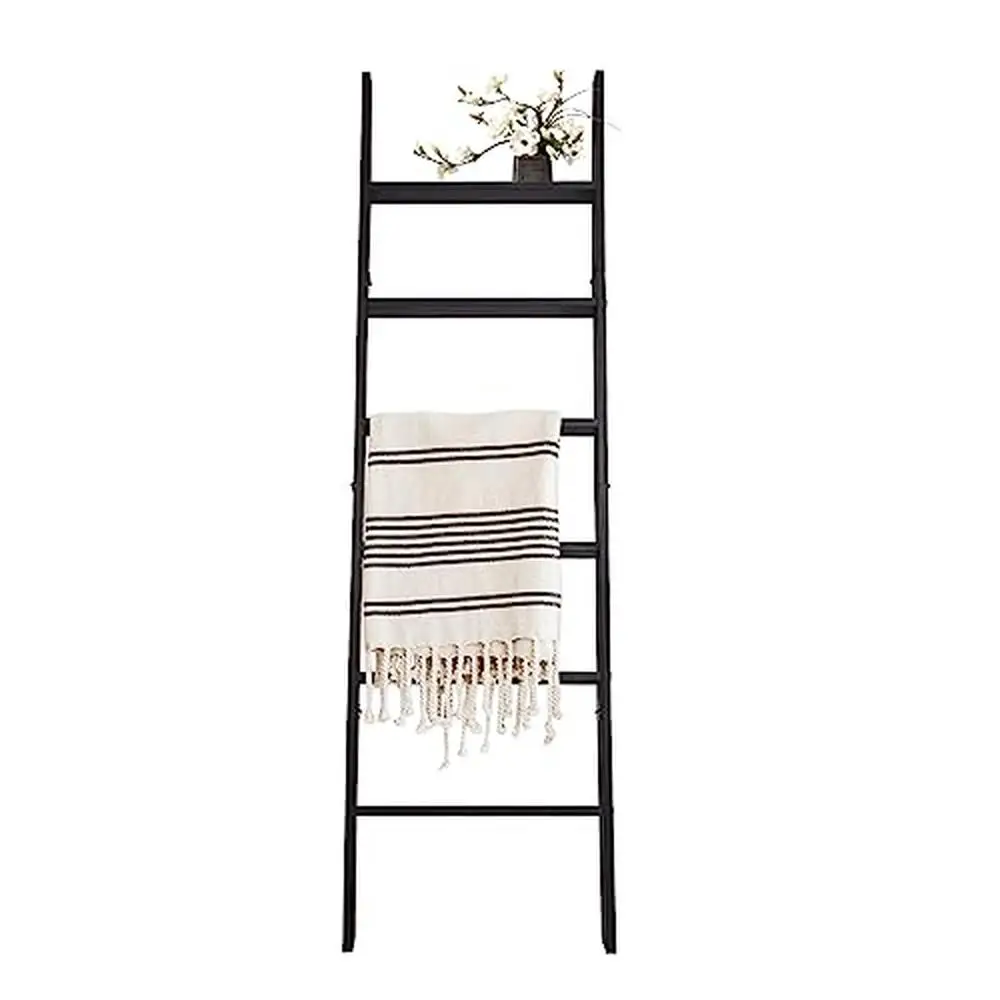 

6-Tier Wooden Blanket Ladder Shelf Towel Quilt Stand Rustic Farmhouse Decor Leaning Storage Rack Wood Display Organizer Home