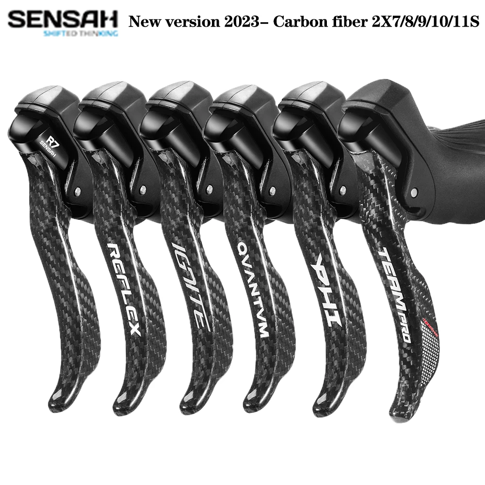 Sensah Carbon Fibre Road Bike Shifter 2x7 2x8 2x9 2x10 Speed Bicycle Brake Lever For Tourneg