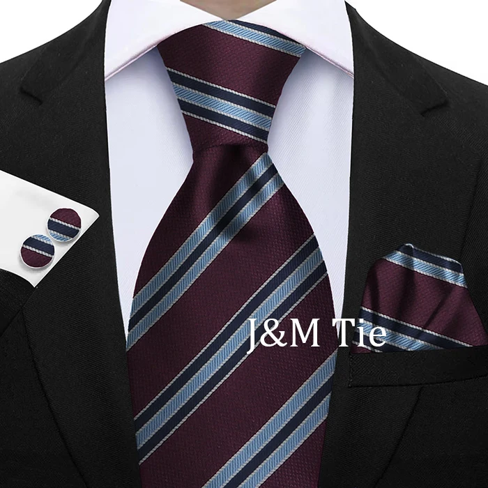 Krawatten für Männer, modisches Salbeigrünes Herren-Krawatten-Set, gestreifte Krawatte, Taschentuch, Manschettenknöpfe, 3-teilig, Business-Hochzeitsanzug, Accessoires, Geschenk – Detail 22