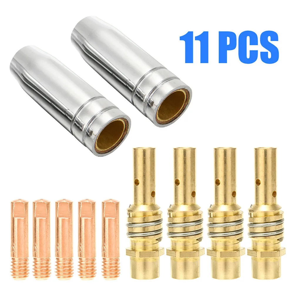 

11 Pcs Nozzle Contact Tip Mig Welder Set 15AK 0.8mm 0.030in Conductive Tip Welding Gun 2*Nozzle 4*Tip Holder 100% Brand New