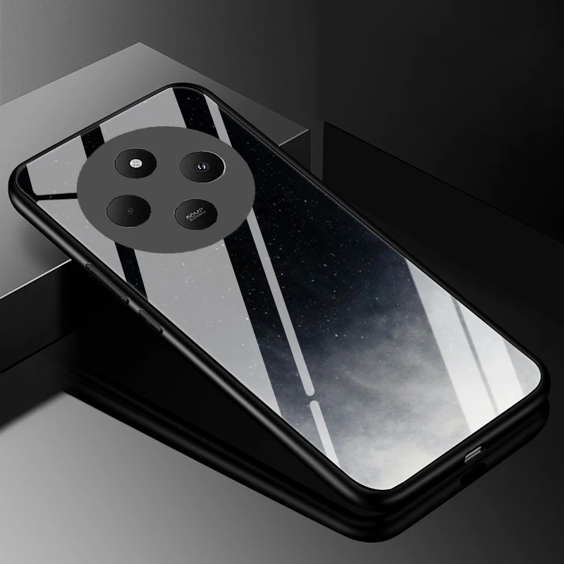 Durable Tempered Glass Phone Case with Hard Back Bumper