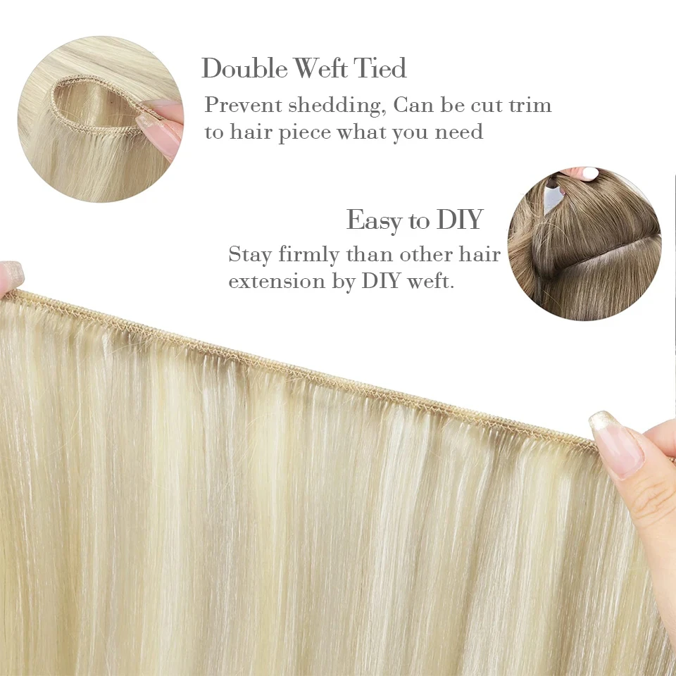 Straight Human Hair Weft Extensions Hair Bundles Ombre Blonde Color 100g Sew In Silky Natural Brazilian Virgin Skin Double Weft