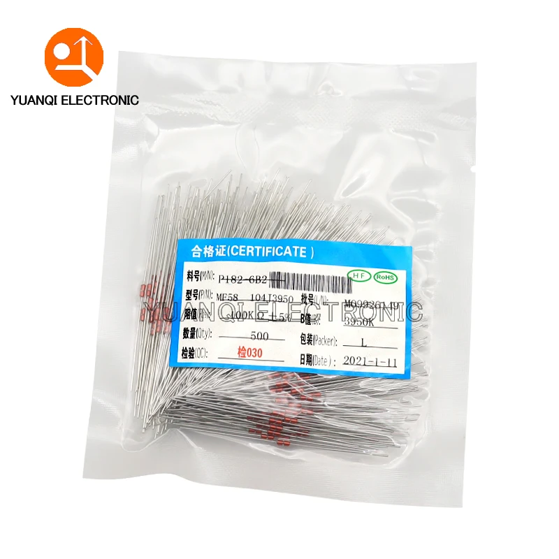 

500pcs Thermal Resistor NTC MF58 3950 B 5% 1K 2K 5K 10K 20K 50K 100K 200K 500K 1M ohm Thermistor Sensor