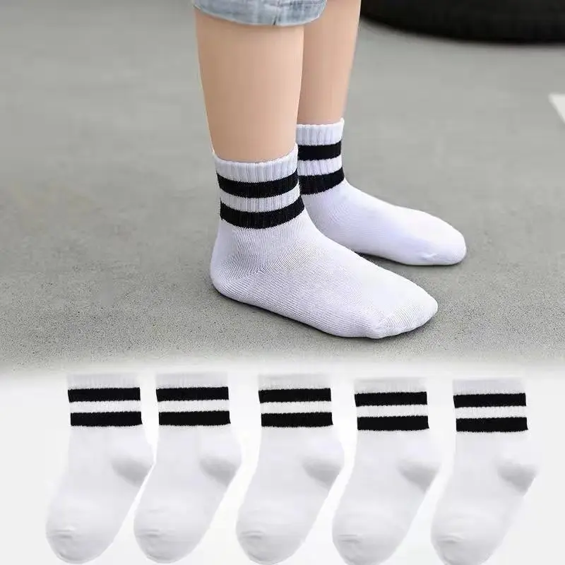 5 Pairs/ Lot Pure Colour Soft Breathable Cotton Kids School Socks Girls Boys Casual Grey Black White Sports Children's Socks kids socks