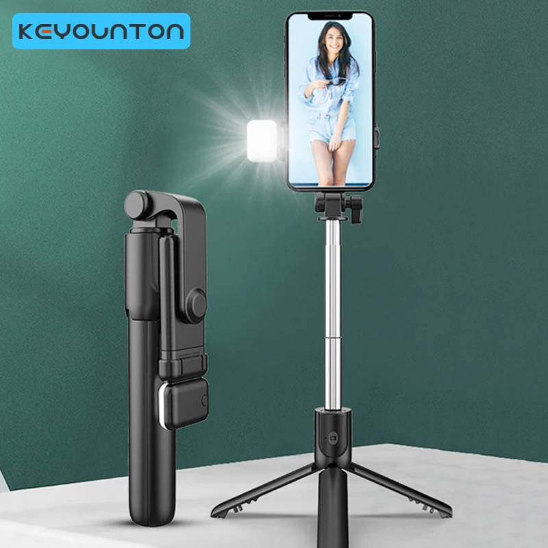 Portable Wireless Bluetooth Phone Telescopic Selfie Stick Tripod Fill Light for Huawei iPhone 13 12 Pro max Android Xiaomi
