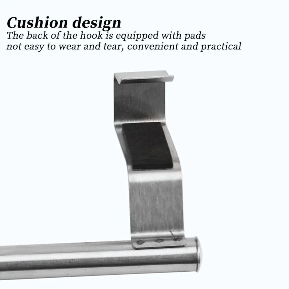 Towel Hanging Rod Non-Punching Stainless Steel Hooks Bathroom Organizer Rack Clothe Coat Hat Hanger Bathroom Kitchen Accessorie