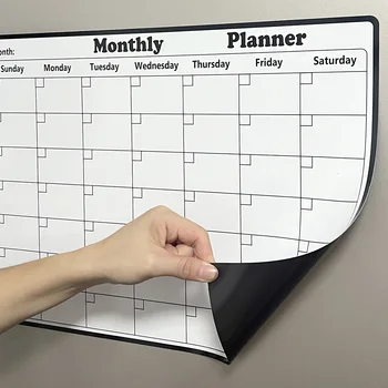 1pc Magnetic Dry Erase Calendar Message Board Multi-functional Monthly Refrigerator Planner Remarks Writing Board Home Supplies 1