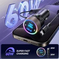 JOYROOM 60W Bluetooth 5.4 FM Transmitter PD QC 3.0 Super Fast Car Charger Dual Mics HiFi Deep Sound USB C Car Charging Adapter - Image 3