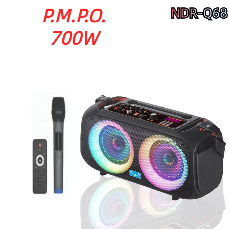 

NDR-Q68 Dual 6.5-inch Wireless BT Speakers Peak Power 700W Outdoor Portable Karaoke Sound Box TWS/ USB/TF Card Function With mic