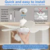 20.5in Ceiling Fan Light with Remote, 40W Socket Fan with LED, E27 Cordless Screw Electric Fan for Kitchen, Bedroom, Small Rooms 5