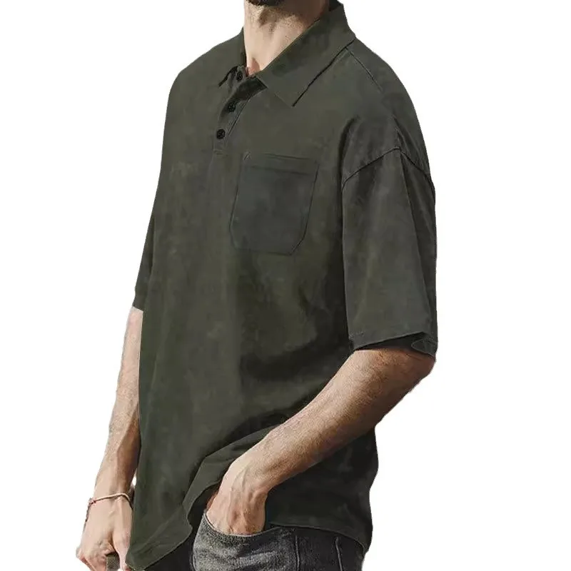 

Летняя новая мужская футболка, тяжелая Повседневная футболка оверсайз в стиле ретро с коротким рукавом, Мужская футболка в стиле Хай-стрит