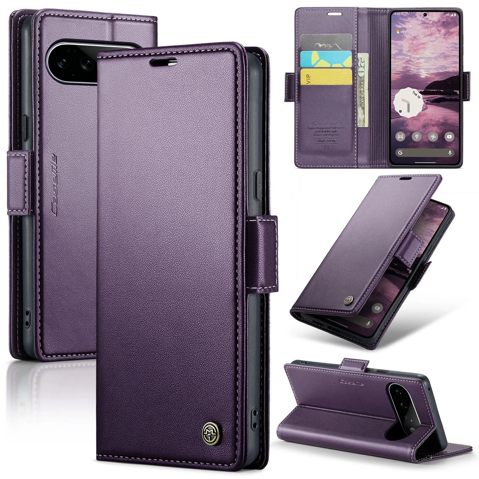 Leather Wallet Phone Case with Credit Card Holder & Shockproof Flip Cover