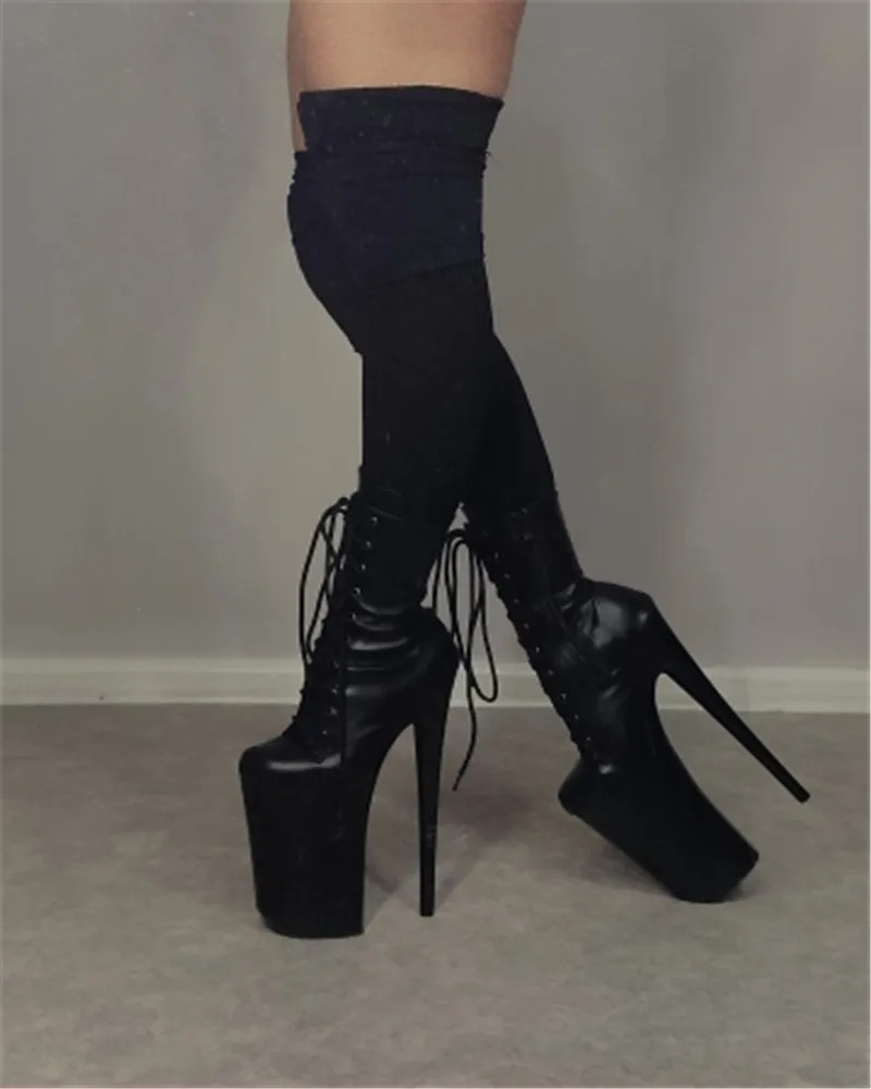 Sexy 9 inches high heel and ankle boots, spring and autumn shoes 23 cm thin heel pole dance, night club party dance shoes
