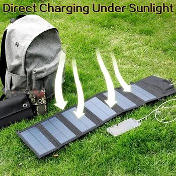 Outdoor Folding Multifunctional Portable Solar Charging Panel Foldable 5V 1A USB Output Device Camping Tool High Power Output 1