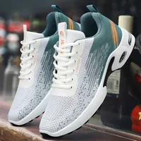 Men's shoes, men's casual shoes, breathable mesh, air-cushioned, soft-soled, color-blocked fashionable sports shoes