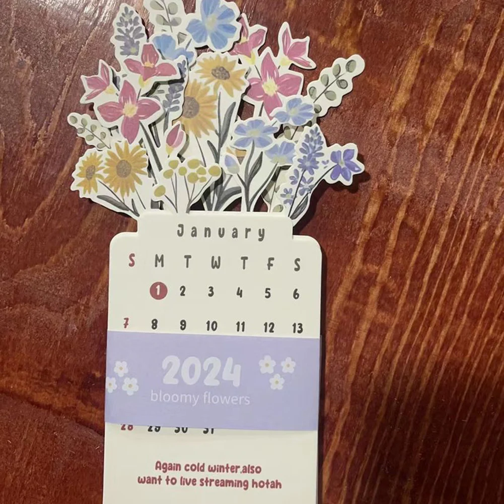 2024 2024 꽃 책상 캘린더, 홈 데코, 꽃무늬 대형 책상 캘린더, 가족용 사무실 책상 장식