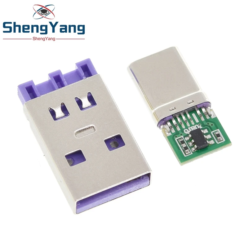 USB diy kit TZT 1Set Fast Charge Type-C USB 65W 5A Male Connector Welding With 5Pin PCB + Type A Male 6 Pin USB DIY OTG Data Charge DIY KIT