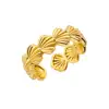 Bagues géométriques en acier inoxydable pour femmes, Texture minimaliste, couleur or, ouverture de Couple, bijoux esthétiques de mariage et de noël