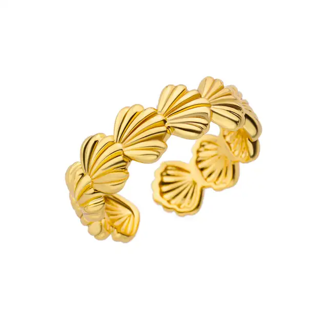 Bagues géométriques en acier inoxydable pour femmes, Texture minimaliste, couleur or, ouverture de Couple, bijoux esthétiques de mariage et de noël