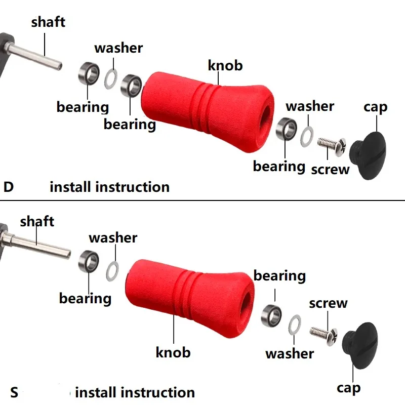 Kawa 1pc Fishing Reel Handke Knob EVA Materail Fishing Reel Accessory For Handle DIY Weight 6g/pc Include 2pcs Bearings Washers