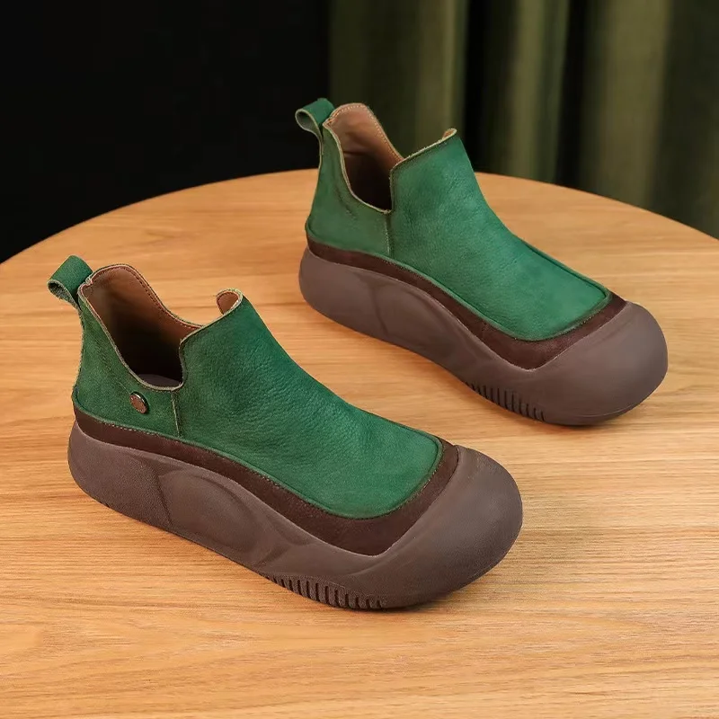 

Soft Leather Lefu Shoes for Women's 2023 Autumn/Winter New Fashion Versatile Casual Sports Shoes Soft Thick Sole Lightweight