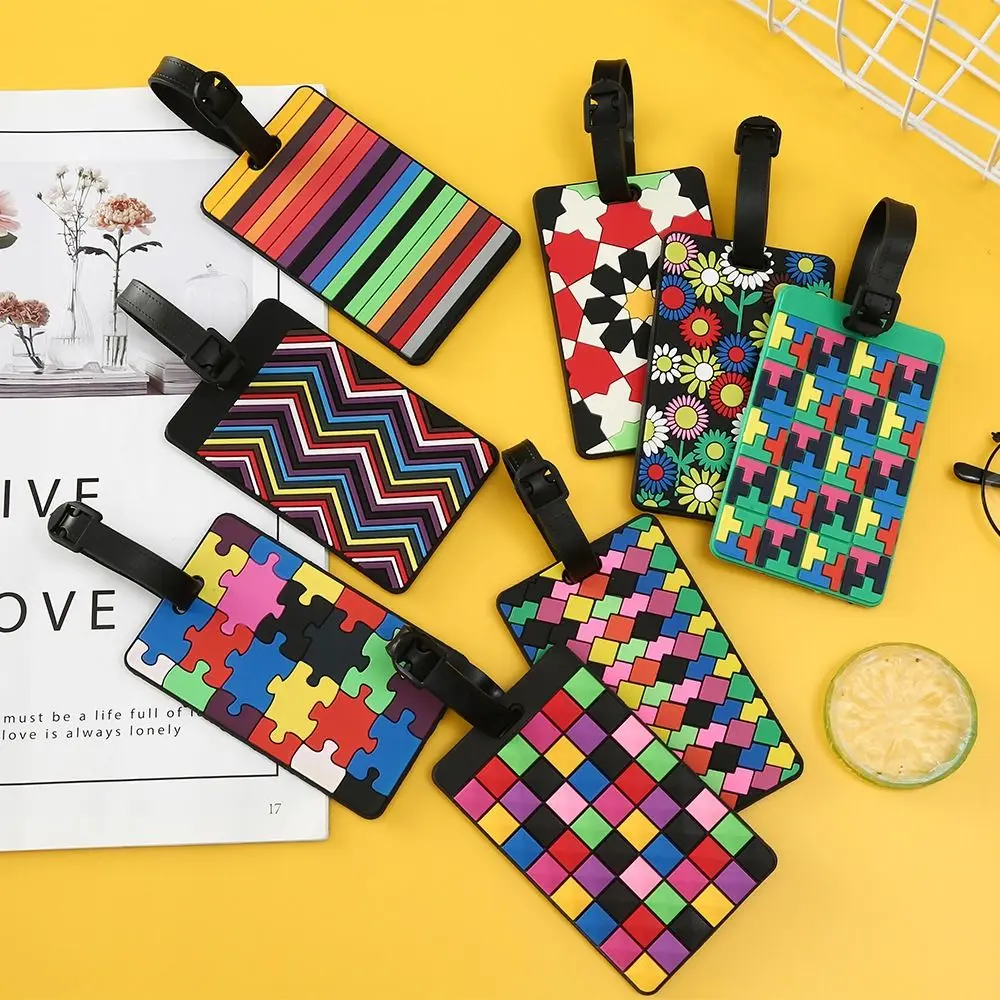 Colorful Stripe PVC Luggage Tag Suitcases Identifier Label Baggage Boarding Bag Name ID Address Holder Travel Accessories
