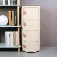 Table de chevet avec tiroirs, petite table d'appoint ronde, armoire de rangement, armoire latérale en plastique, table de nuit pour chambre à coucher, salon 1