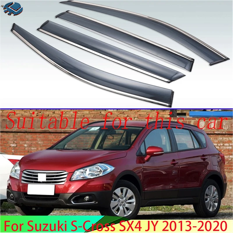 For Suzuki S-Cross Sx4 Jy 2013-2020 Plastic Exterior Visor Vent Shades Window Sun Rain Guard Deflector 4Pcs 2015 2016 2017 2018