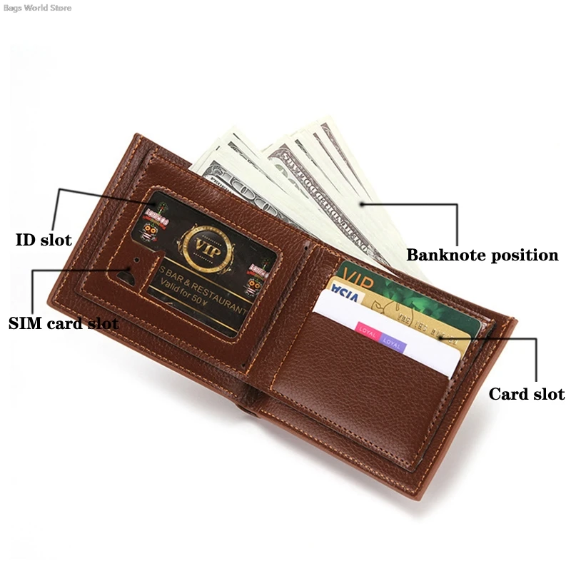 PU Leather Business Short Men's Wallet Coin Purse Ticket Holder Multi-functional Wallet Card Holder Imitation Pickup Card