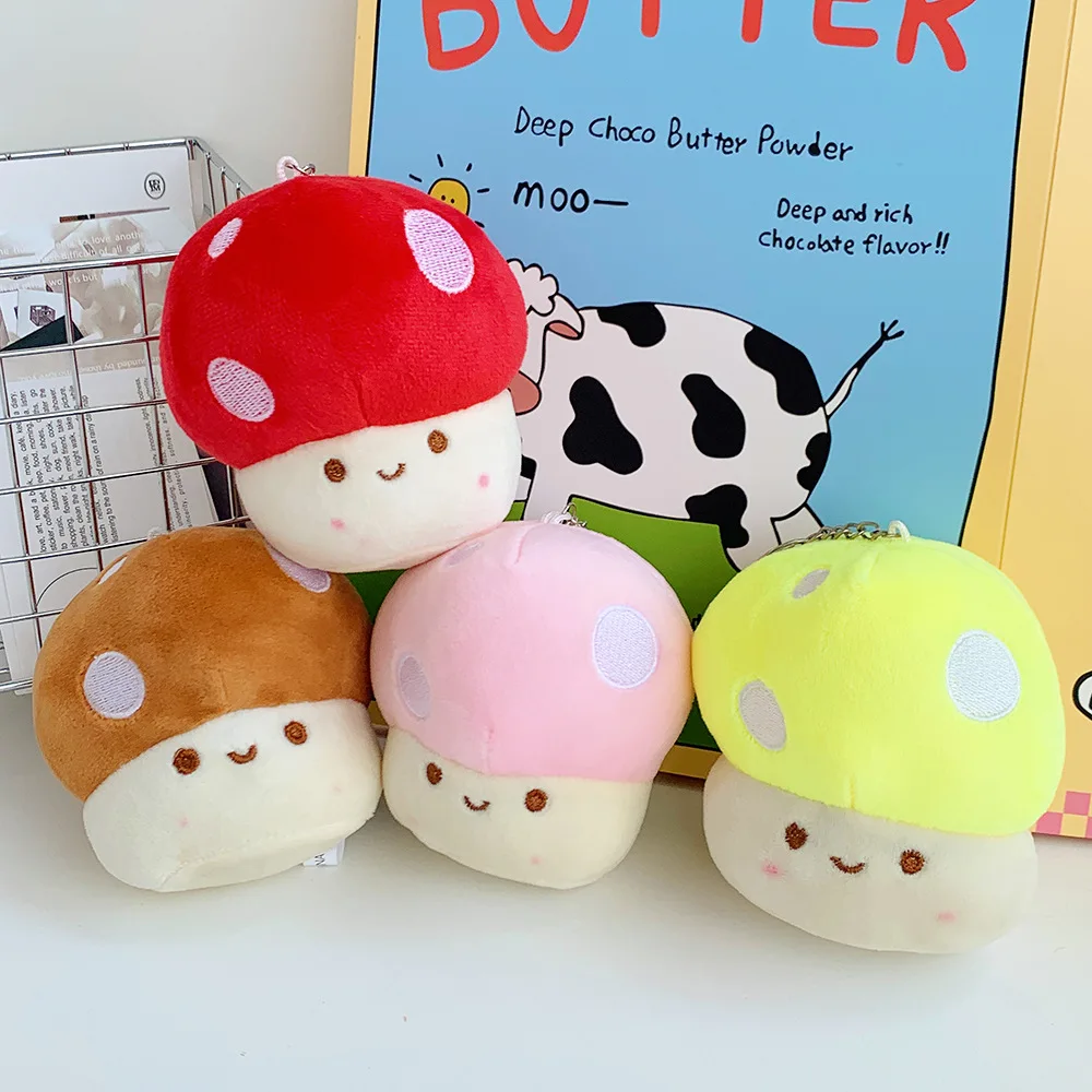 

1Pcs Cute Stuffed Plush Cartoon Mushroom Doll Keychain Toys Car KeyRing Bag Pendant Men Women Boys Girls Key Chain Creative Gift