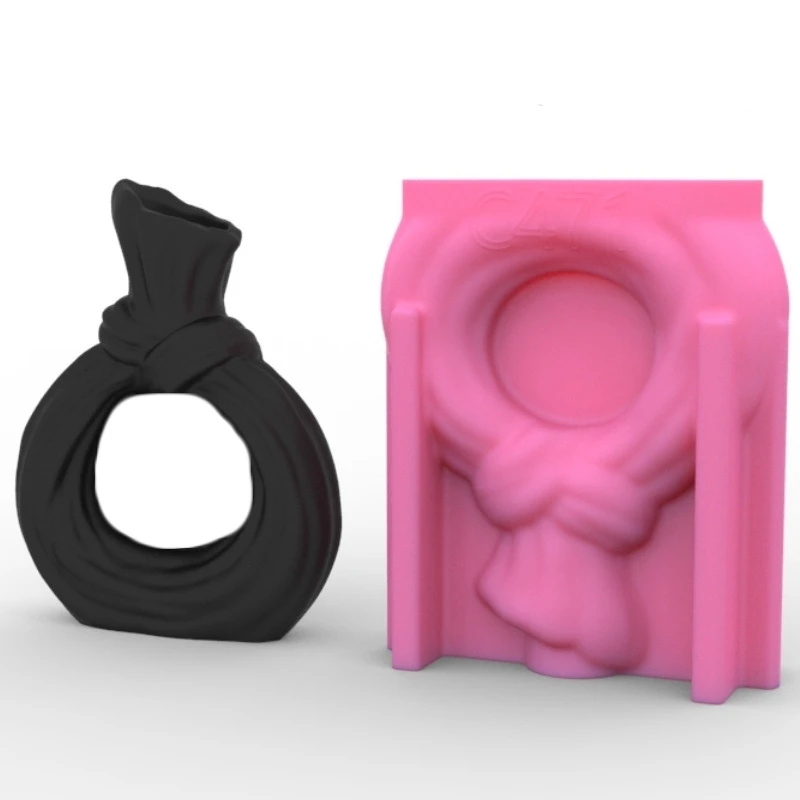 Large DIY Nordic Knotting Bag Vase Resin Silicone Mold Irregular Geometric Shape Vase Concrete Cement Gypsum Silicone Mold