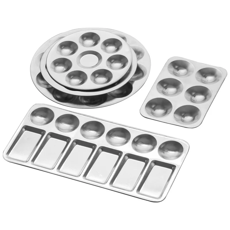 1 Pcs Metal Hand Drawn Watercolor Paint Tray 10 Hole Circular Painting Palette Aluminum Rectangular Palette Art Supplies paint tray color palette watercolor palette