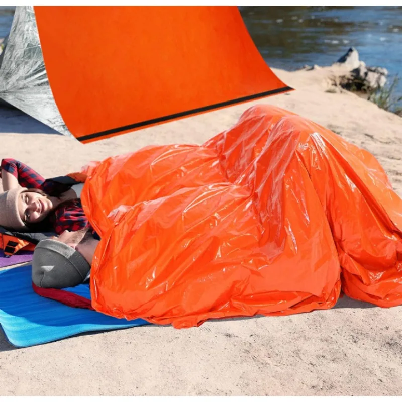 Emergency Blanket Outdoor Waterproof Thermal Insulation Survival First Aid Sleeping Bag Portable Rescue Thermal Blanket Camping