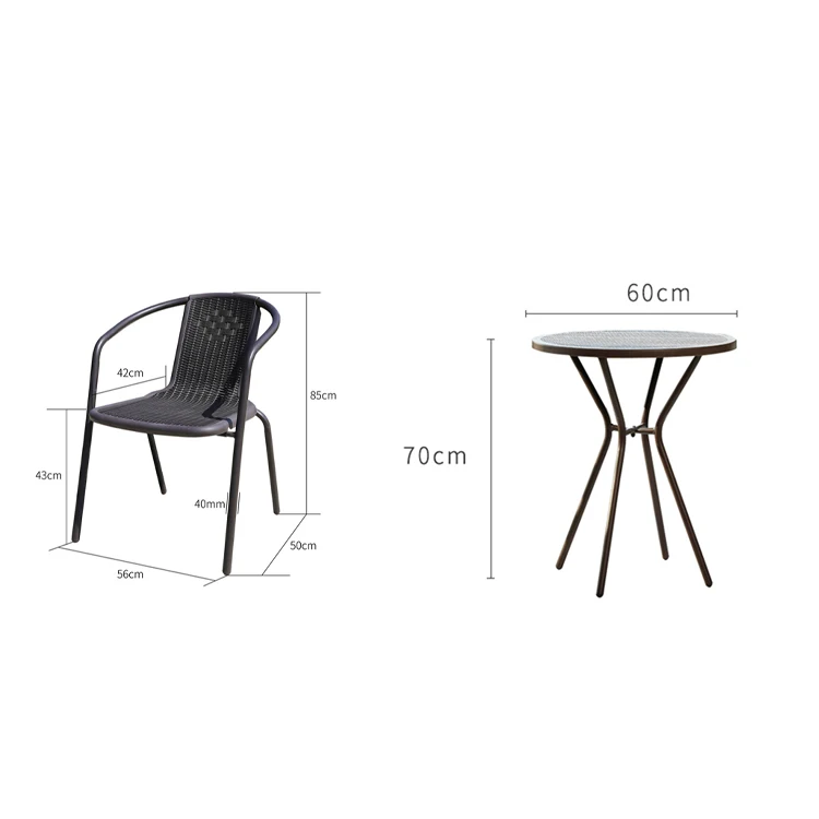 3PCS Balcony Small Table and Chair Coffee Table Iron Single Simple Outdoor Courtyard Leisure and Chair Set