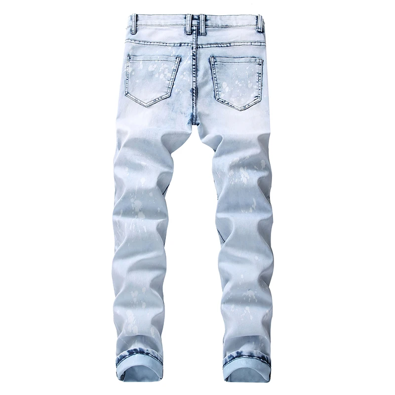 slim fit jeans Hip Hop Jeans Denim Ripped Jeans Old Man Patch Design Classic Men's Blue Cotton Jeans Ripped Fashion Designer black skinny jeans men
