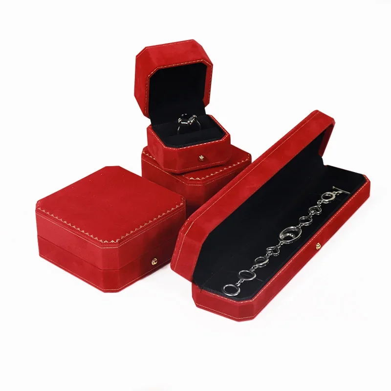 Velvet Jewelry Box Octagonal Wedding Luxury Ring Case Gift Box for Necklace Bracelet Earrings Wholesale Jewelry Packaging