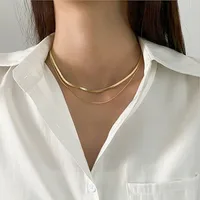 Collier fin double couche délicat pour femme, collier de clavicule cool, bijoux esthétiques Y2K, document en or sexy, salle 6