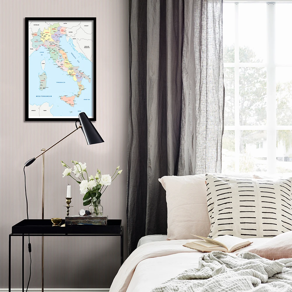 42*59cm In Italian Political Map of the Italy Wall Art Poster Canvas Painting Travel School Supplies Living Room Home Decoration