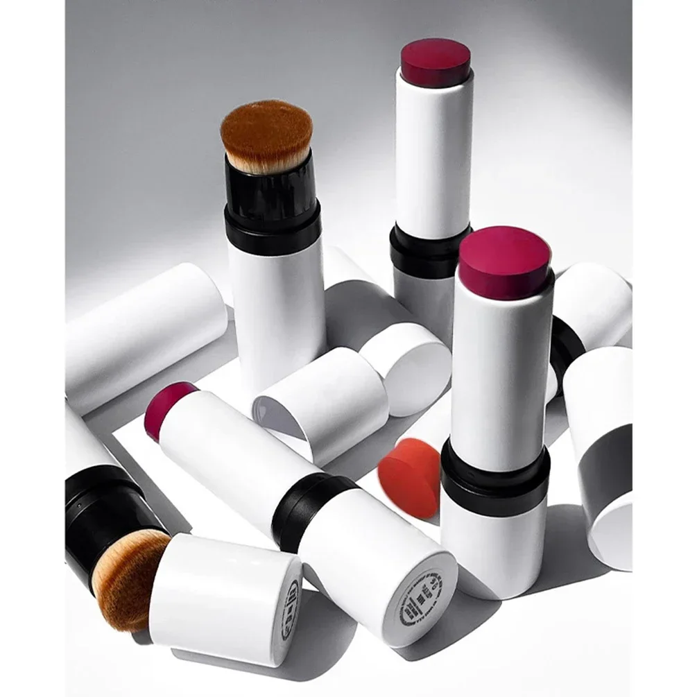 5-Color Private Label Blush Cream Stick Custom Bulk Blusher Foundation 2-in-1 Waterproof Powder Strip with Brush Head Makeup 2