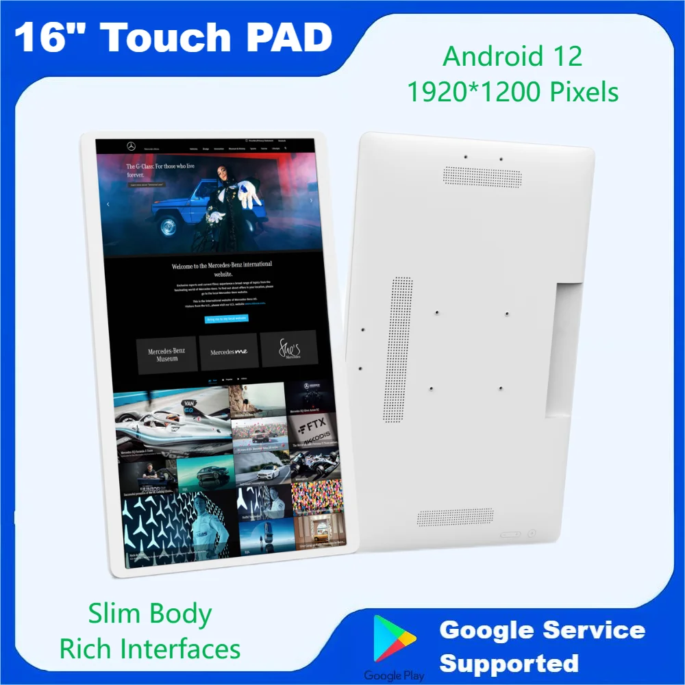 Nuovo 16 Pollici 1920*1200 Android 12 Tablet Poe Monitor Bianco A Parete Bordo Stretto Hdmi In Pubblicità Tv Lettore Video Fhd