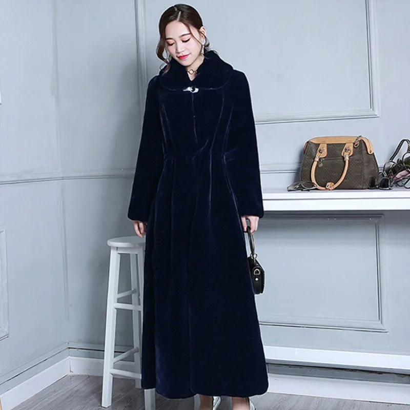 Winter Long Fur Coat Women Warm Thick Faux Fur Jacket Fluffy Jacket Luxury Brand Chic Long Coat Buttons Long Sleeve Outerwear